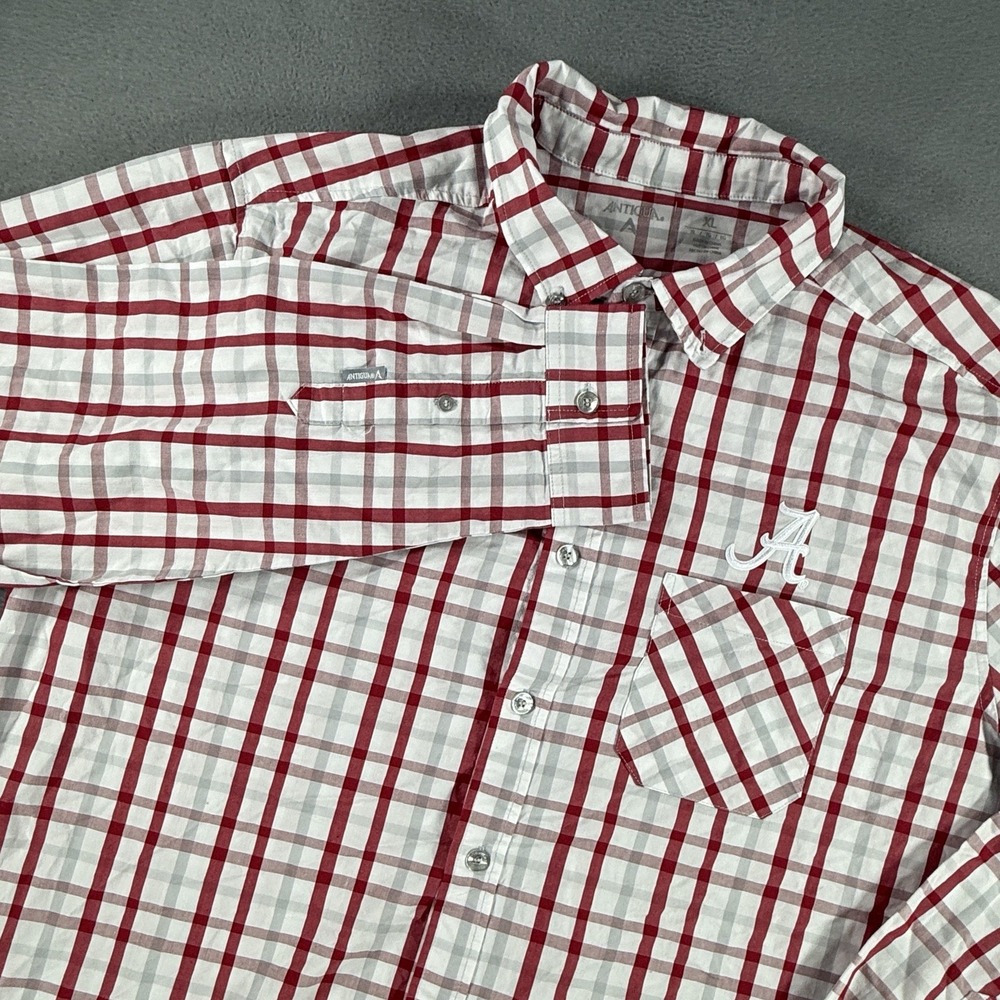 Alabama Crimson Tide Antigua Button Down Long Sleeve Shirt Men XL Red White